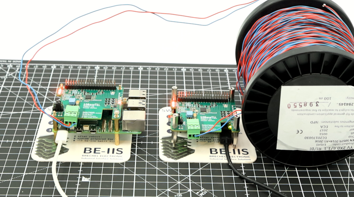 Ping test over 100 m YV cable