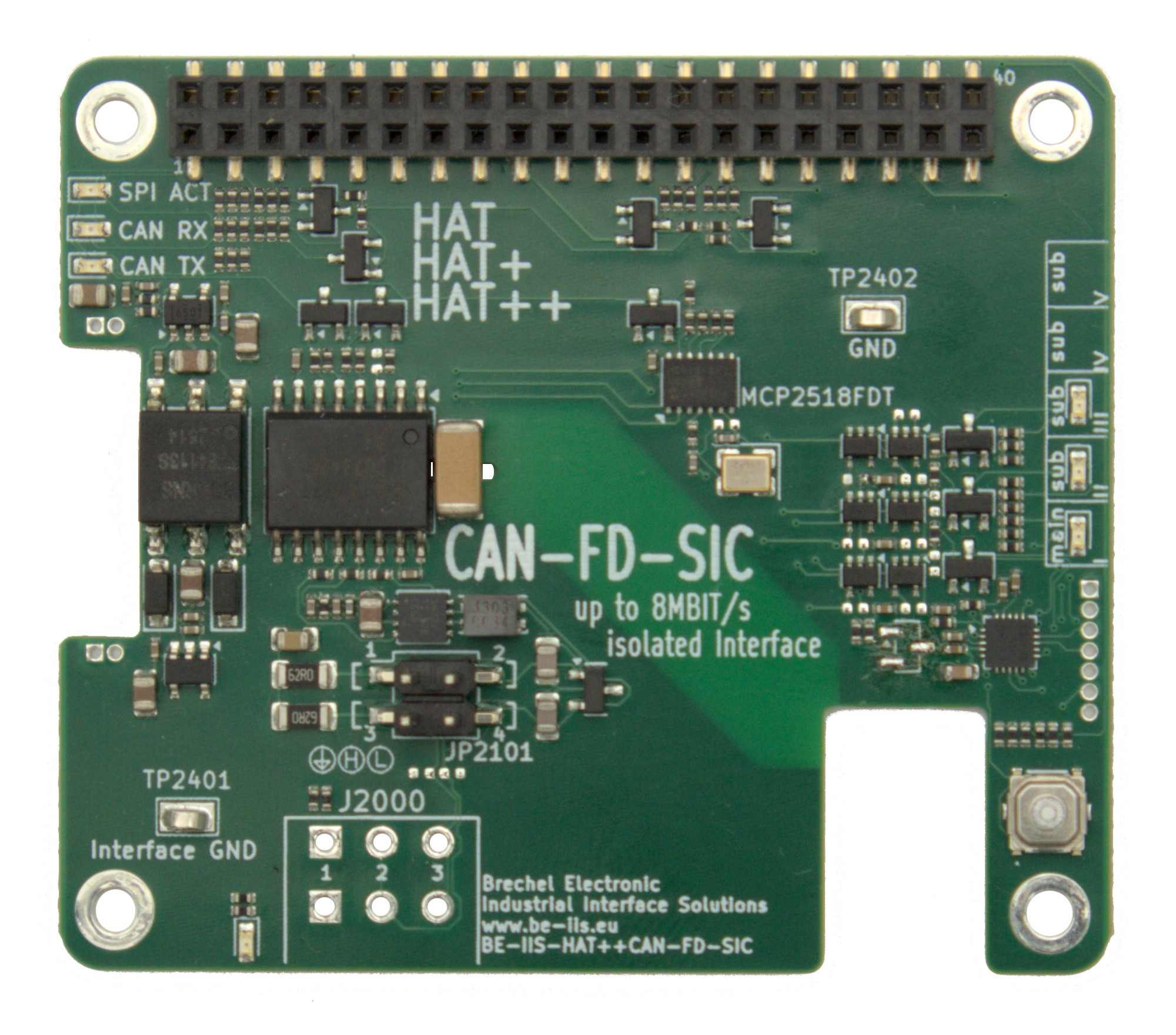 Isolated CAN FD (SIC) Industrial HAT++ for Raspberry Pi