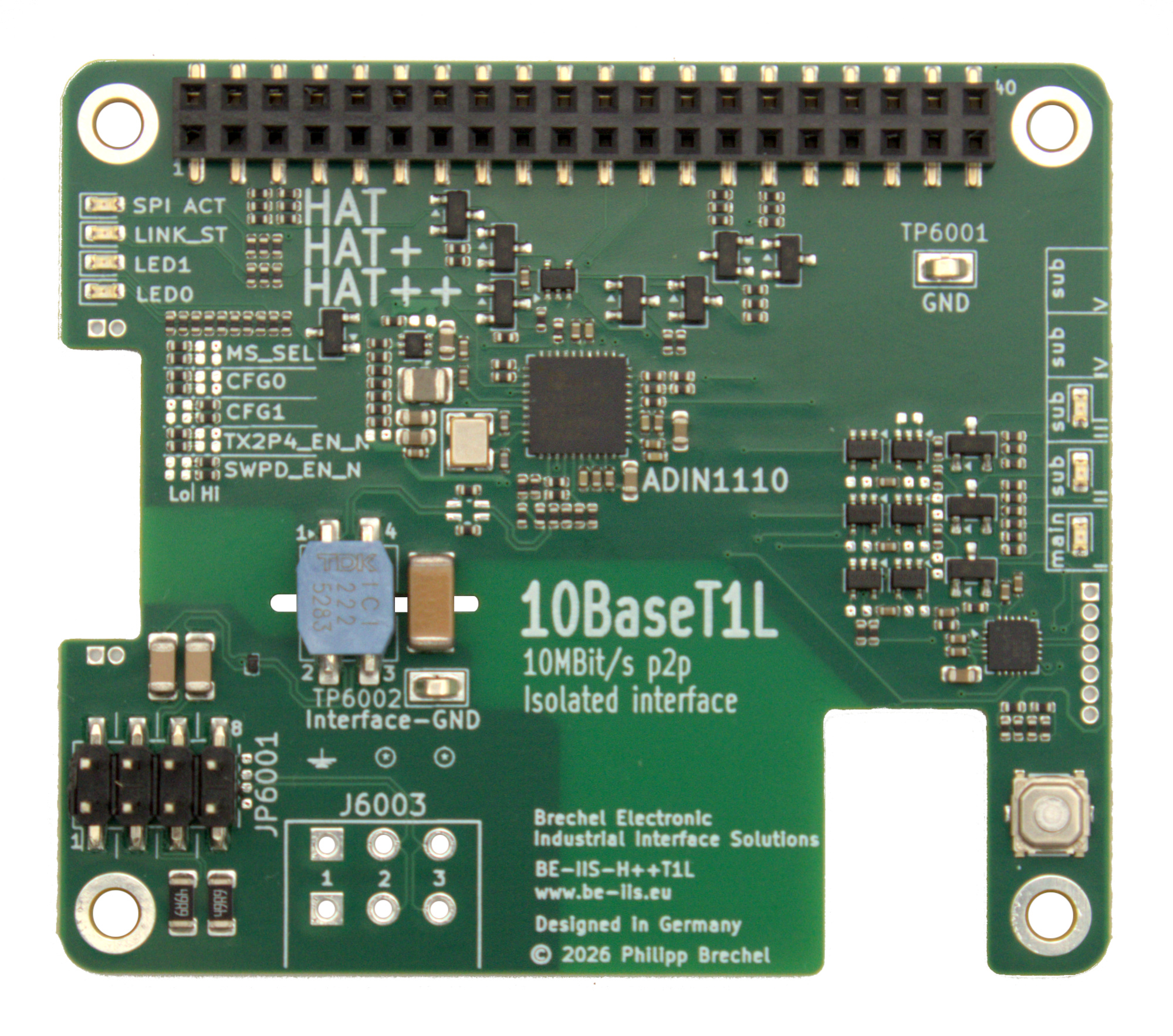 Isolated 10BASE-T1L Industrial Ethernet HAT++ for Raspberry Pi
