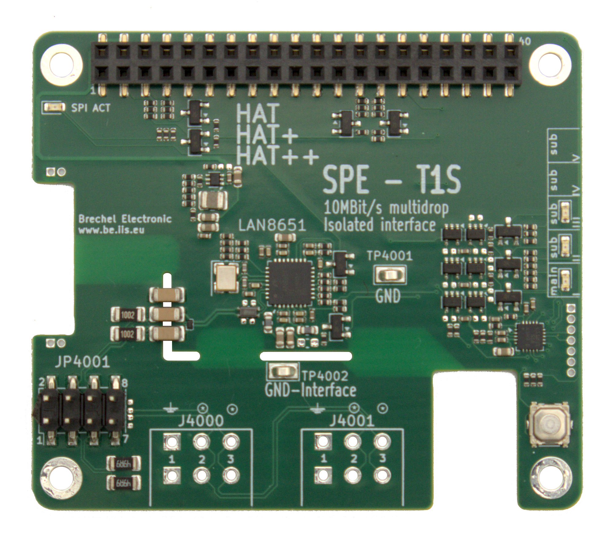 Isolated 10BASE-T1S Industrial Ethernet HAT++ for Raspberry Pi