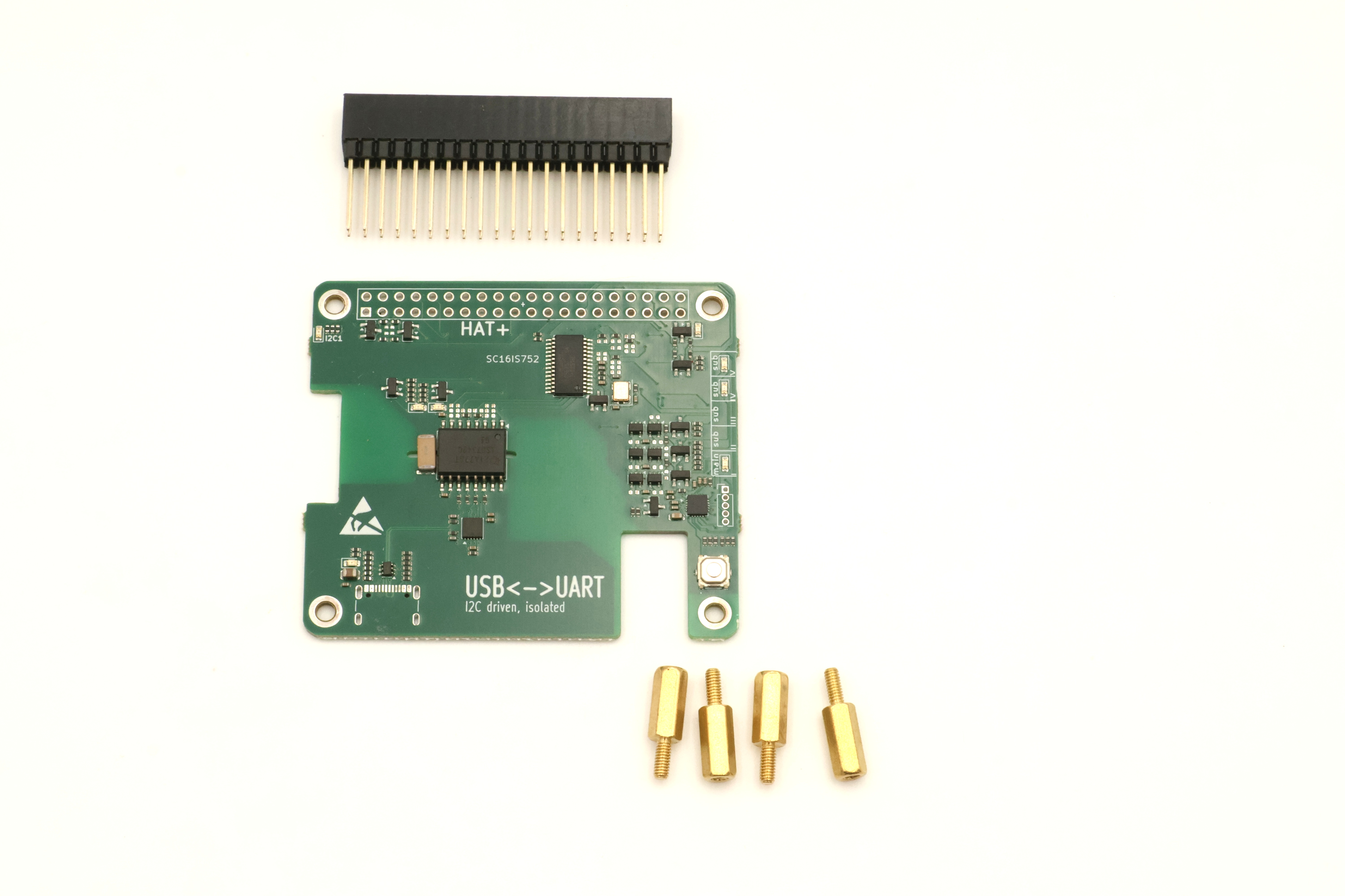 Isolated USB to Dual UART Industrial HAT++ for Raspberry Pi